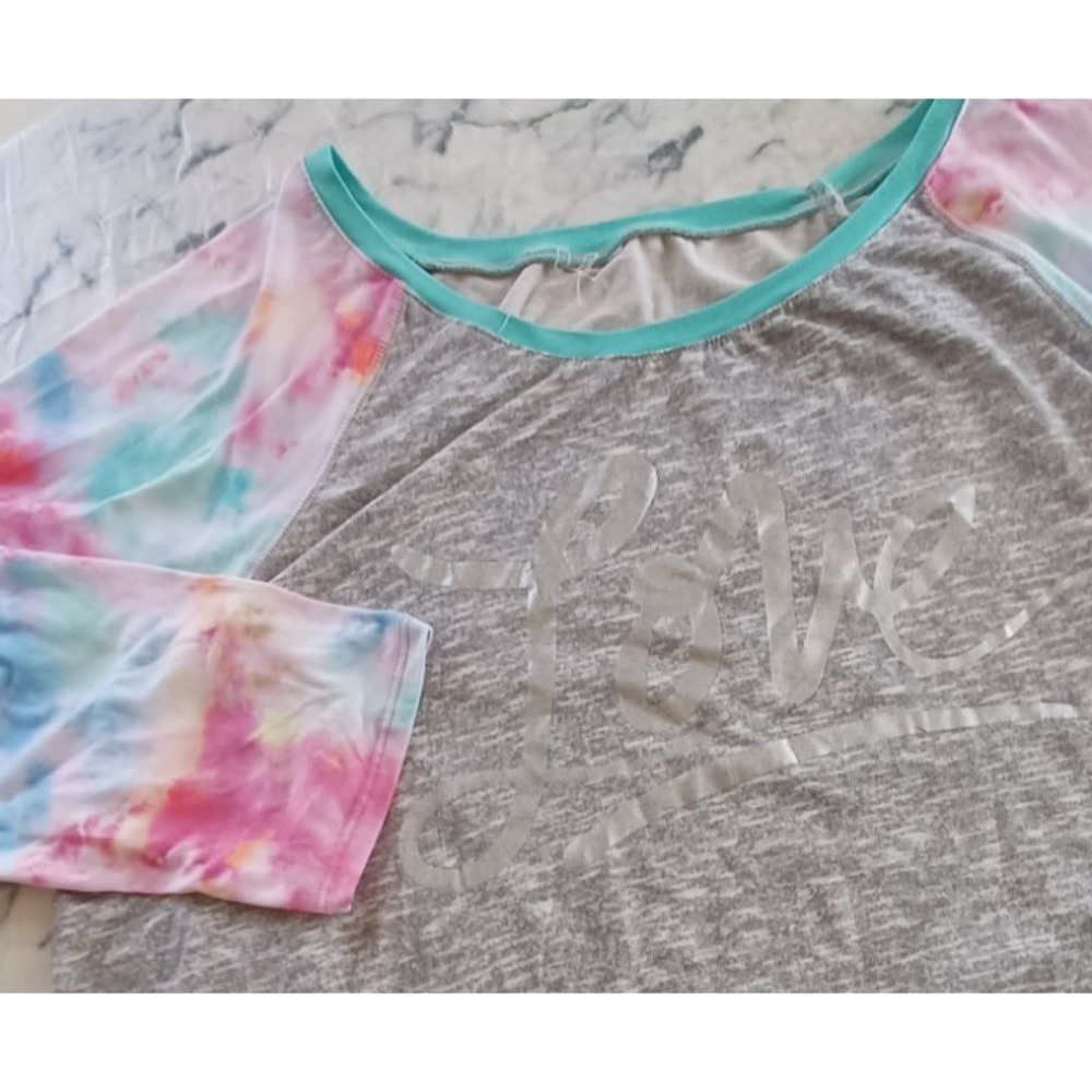 Self Esteem 2XL‎ Women Shirt Top Tied Dyed LOVE spell out Hippie Groovy Bright
